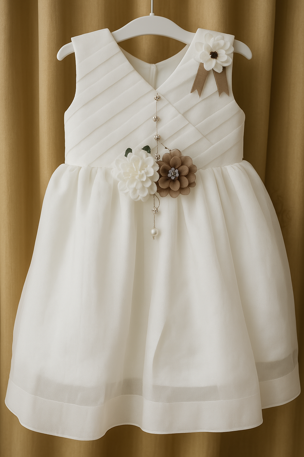 Girls Sequence Fancy Frock-White and Pajama