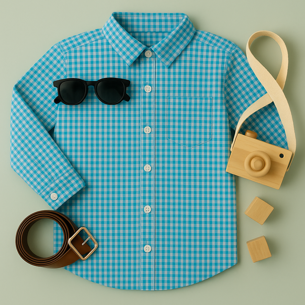 Double Press Shirt-Blue With Gray Combo