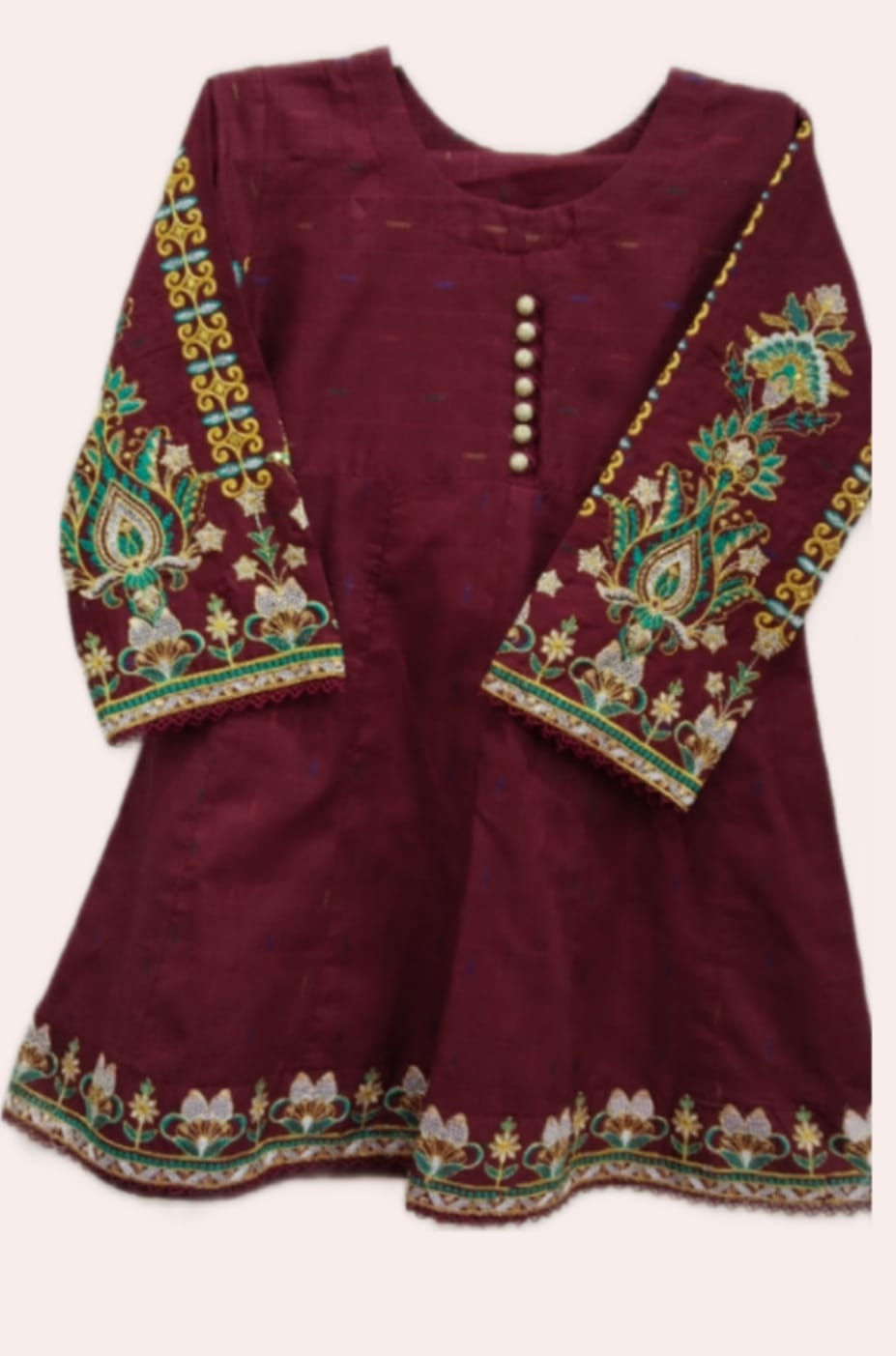 Girls Premium Lawn Emb 2 Pcs Little Noor-Maroon