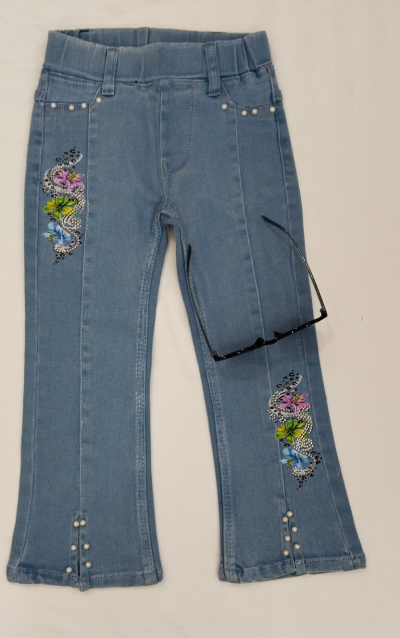 Stylish Denim Kids' Palazzo Pant- Light Blue