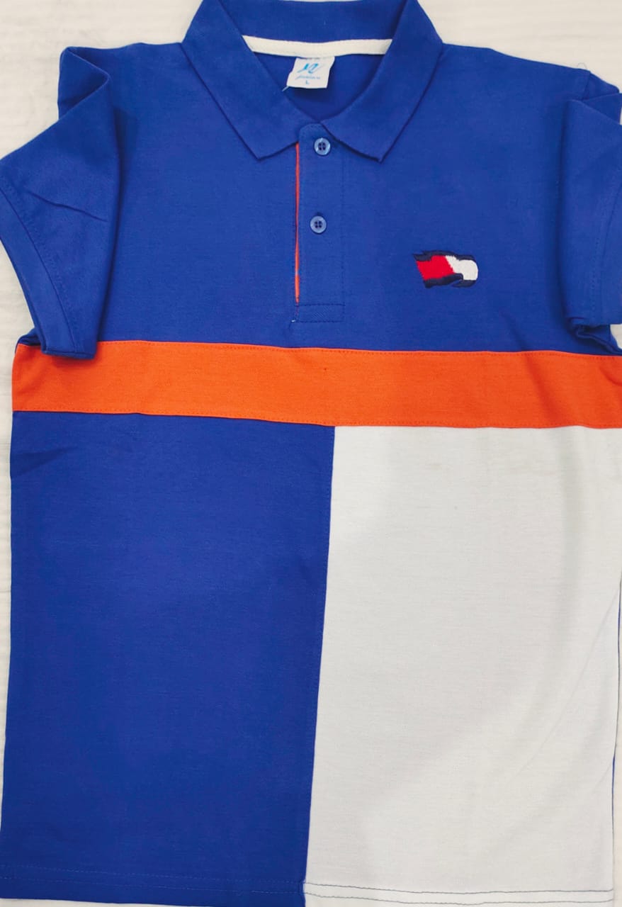 Boys Cotton Jersey T-Shirt-Blue With White Combo