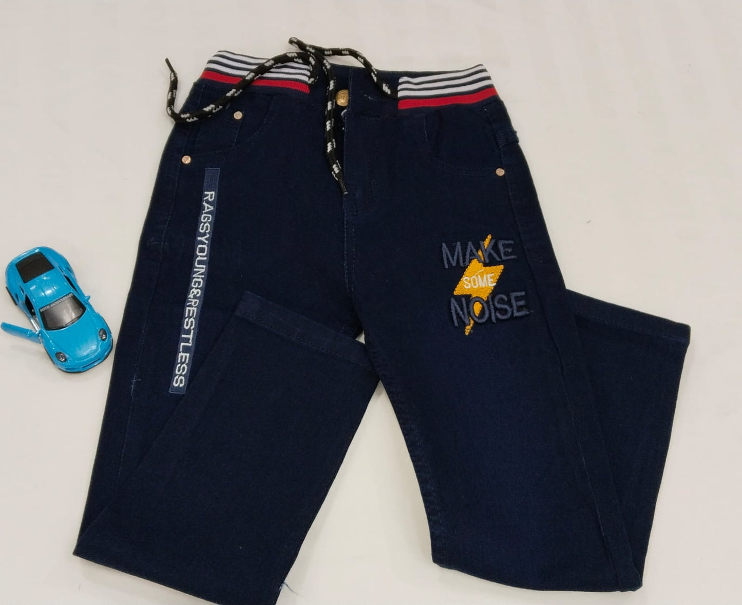 Boys Denim Jeans with Elastic Waist- Blue