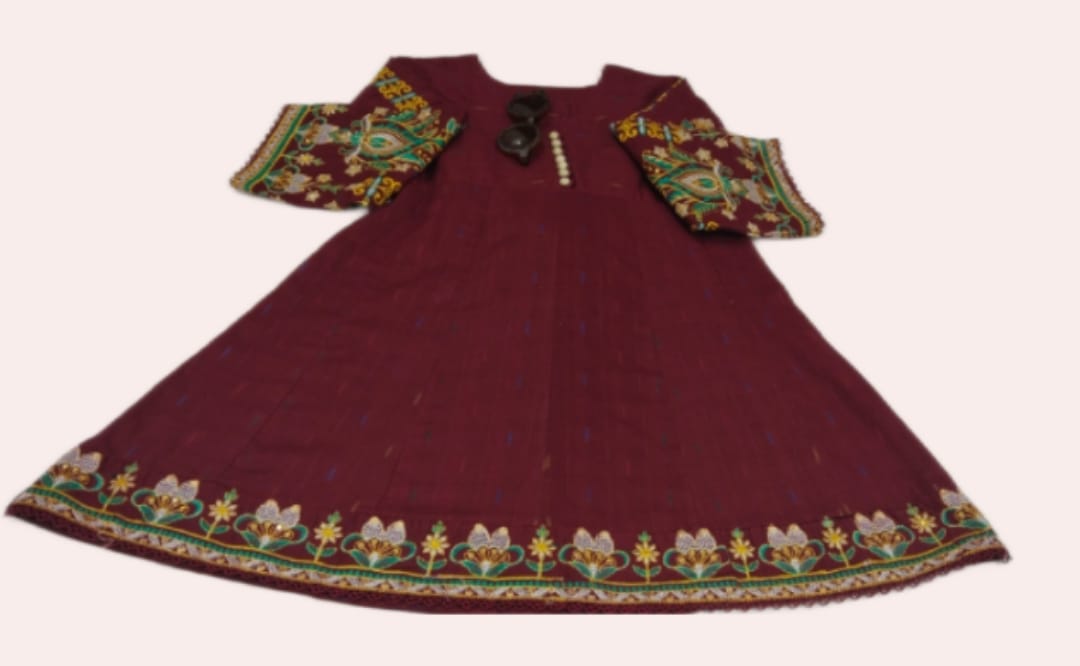 Girls Premium Lawn Emb 2 Pcs Little Noor-Maroon
