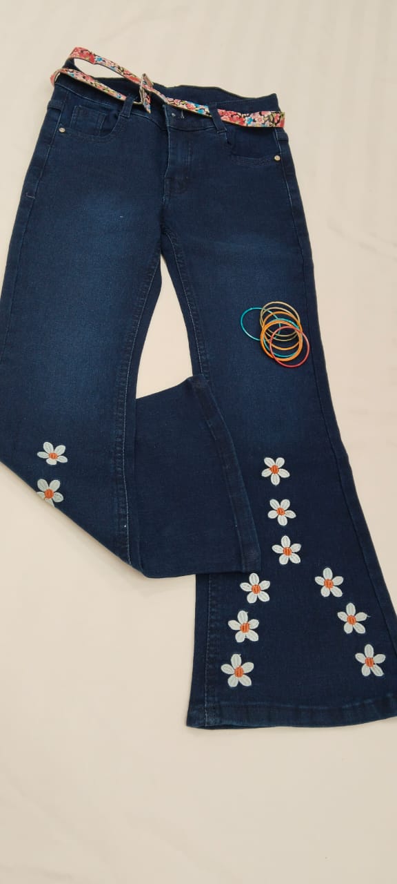 Denim Baby Girls' Palazzo Pants- Dark Blue