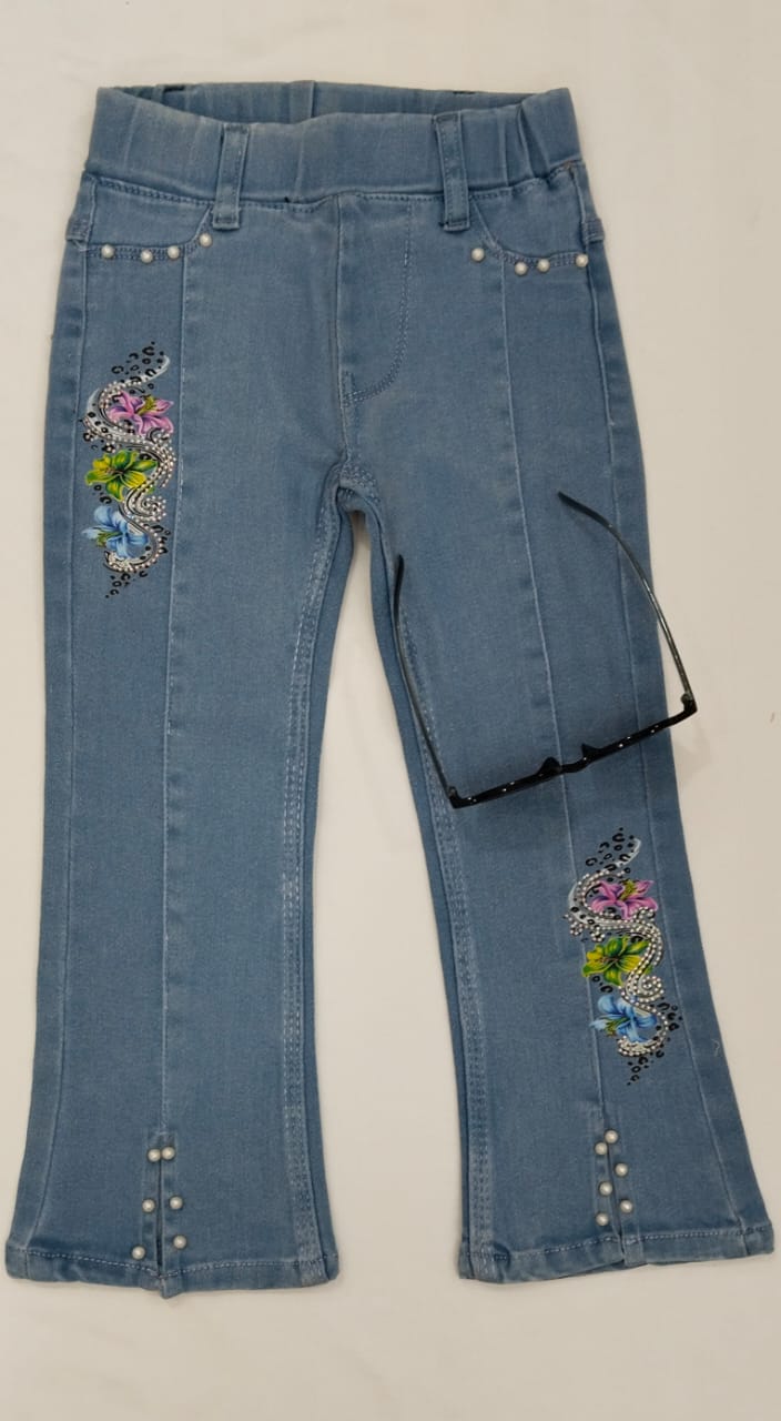 Stylish Denim Kids' Palazzo Pant- Light Blue