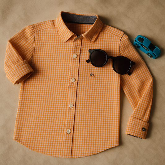 Double Press Shirt-Orange With Gray Combo