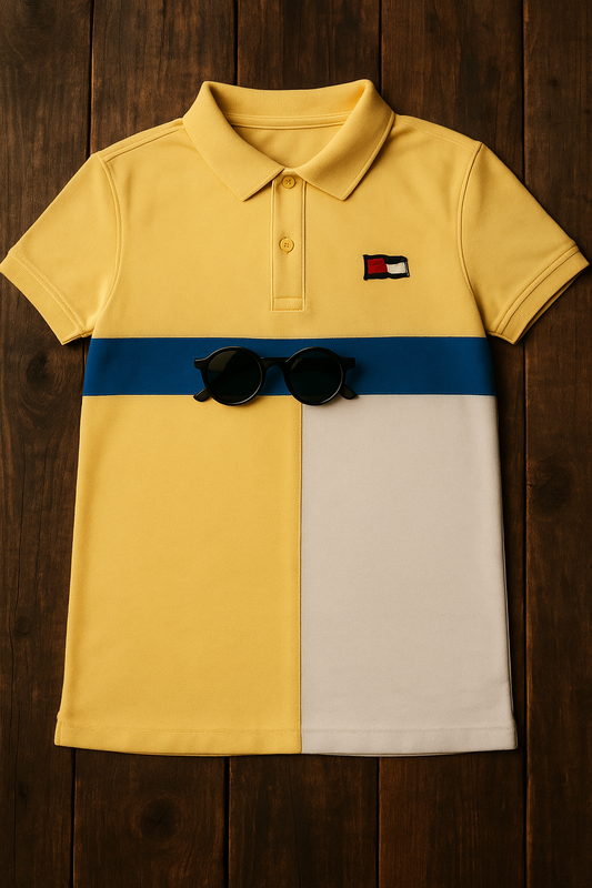 Boys Cotton Jersey T-Shirt-Yellow With White Combo