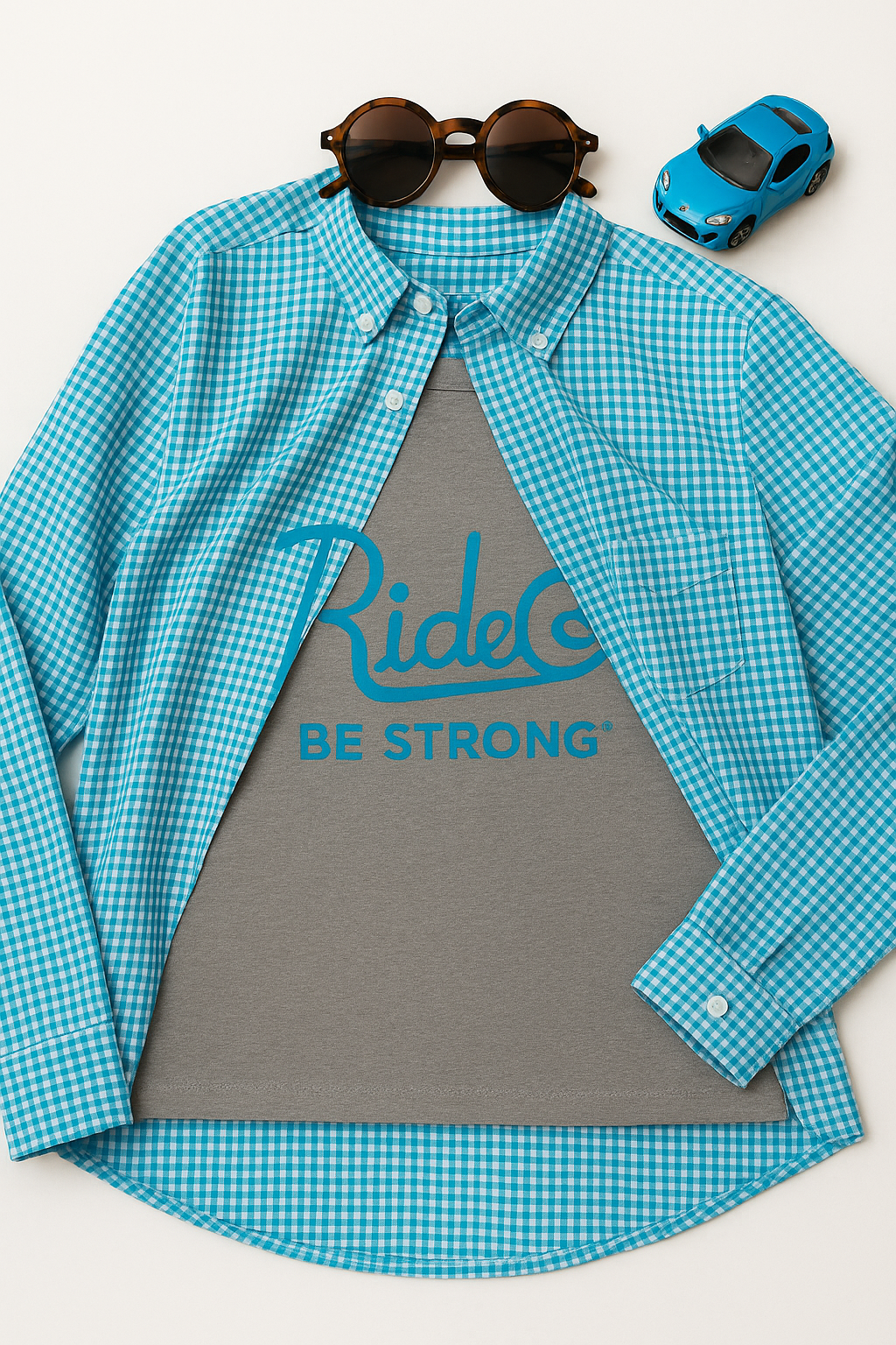 Double Press Shirt-Blue With Gray Combo